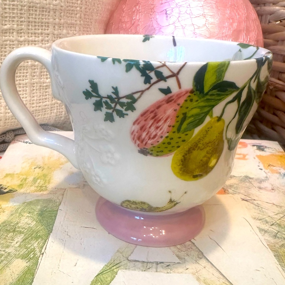 Anthropologie Nathalie Lete Marais Mug NWT Ceramic hand Painted Stoneware Snail